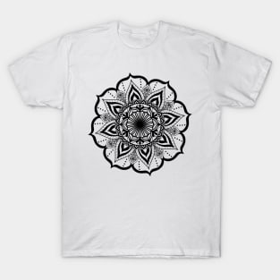 Mandala Art | Black Flower Design T-shirt, Sticker etc T-Shirt